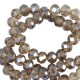 Faceted glass beads 8x6mm disc Light topaz-top shine coating
